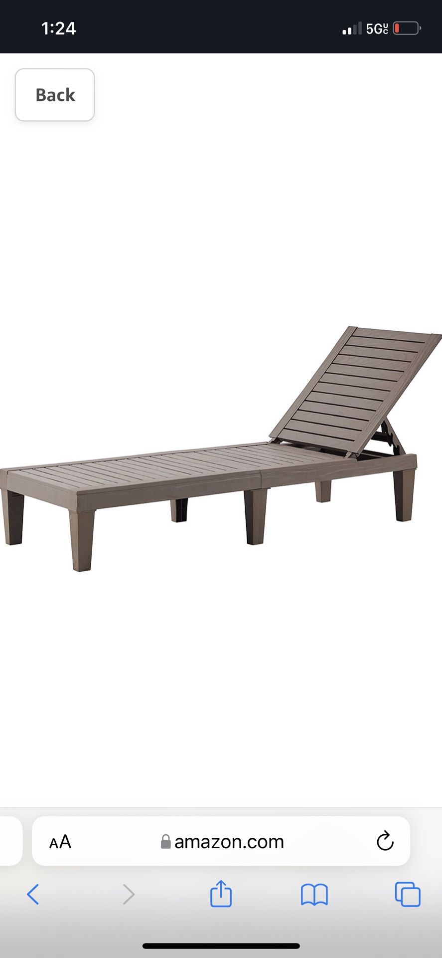 BLUU Chaise Lounge Chair for Outdoor Patio Use | Adjustable with 5 Positions | Wood Texture Design | Waterproof | Easy to Assemble | Max Weight 330 l