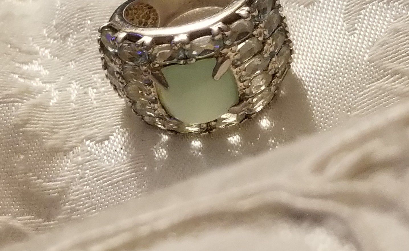 925 CZ Ring Pale Green Moonstone 6.5 - 7