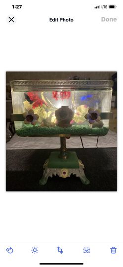 Antique Vintage Fish Bowl Tank Aquarium Art Deco House Glass Thumbnail