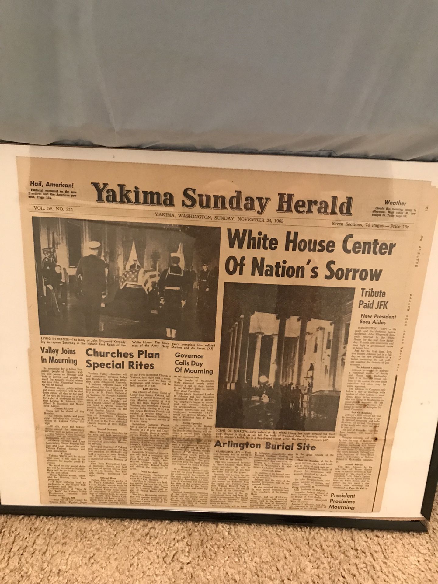 November 24th 1963 Yakima Sunday Herald JFK 