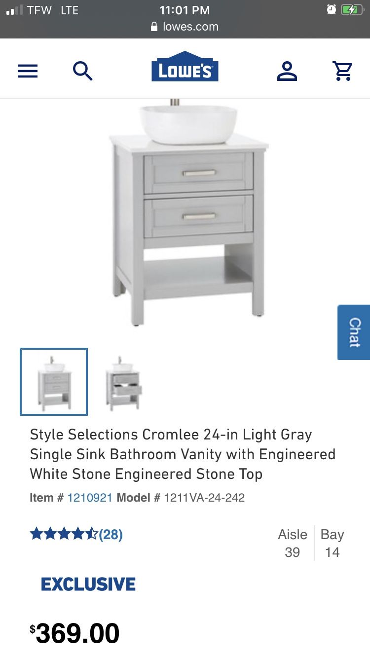 Style Selections Cromlee 24in Light Gray Single Sink Bathroom Vanity