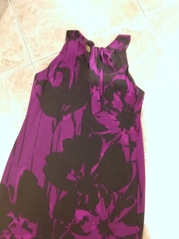 Medium Beaded Purple Floral prints Tropical Dress