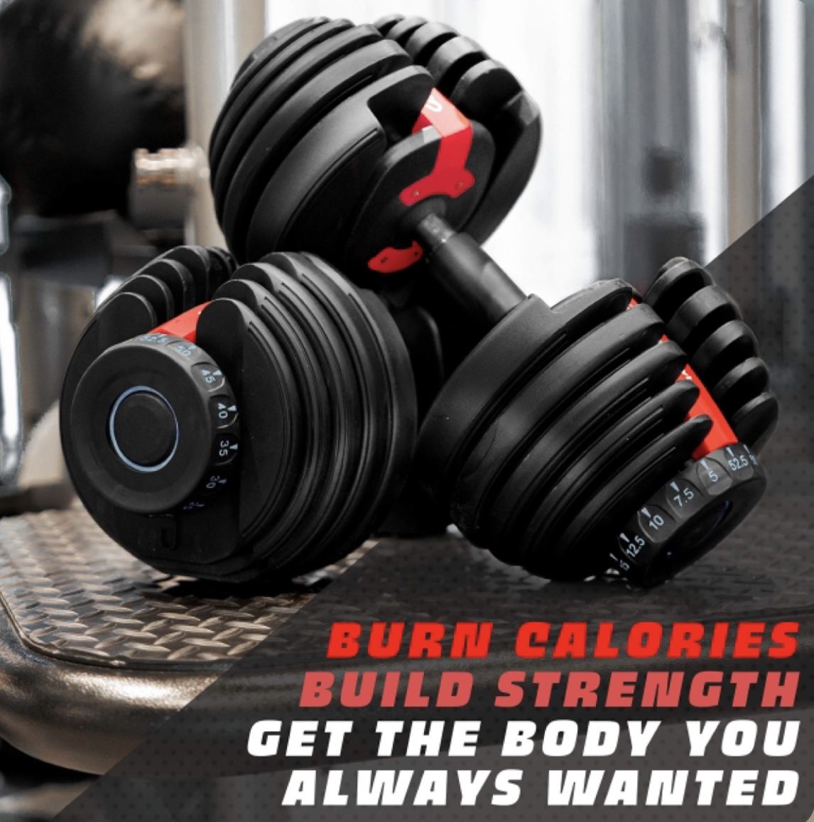 DREAM VYBZ (Single Adjustable Dumbbell 5 to 52.5 lbs |Weights |Barbell |Exercise & Fitness Dumbbells |Weight Bench |Workout Equipment |dumbellsweights