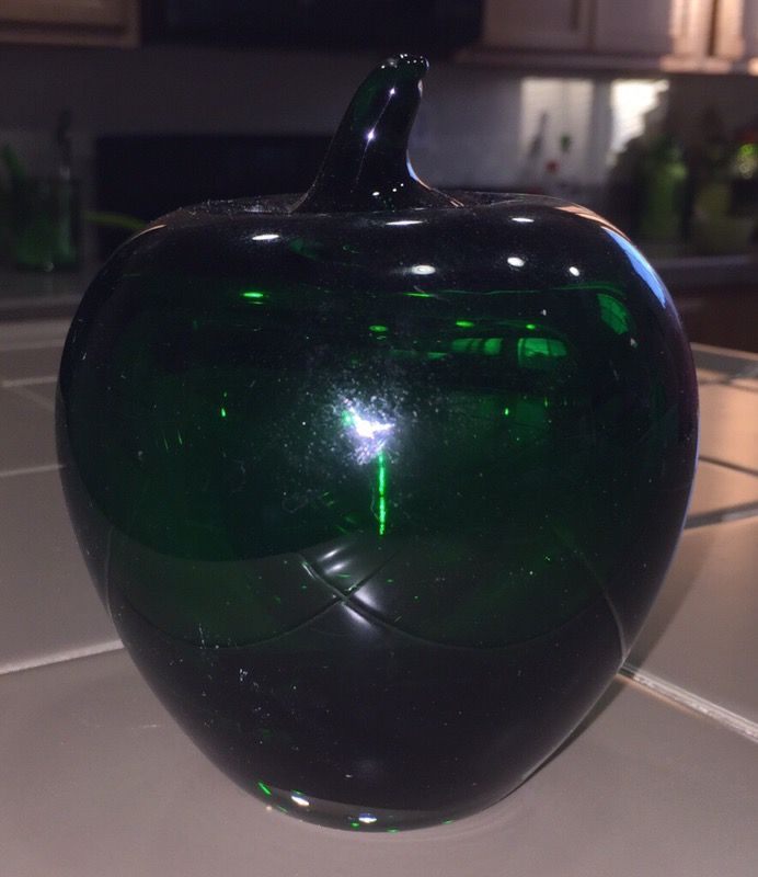 Heavy Transparent Emerald Green Glass Apple