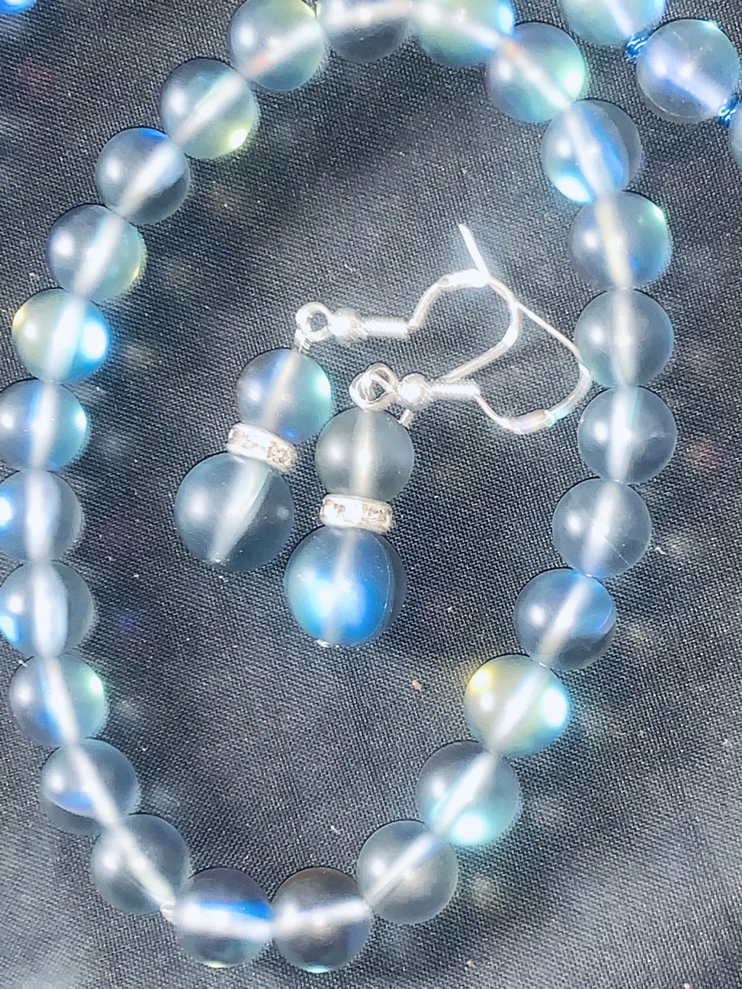 Blue Fluorescent Stone Beads Jewelry Set
