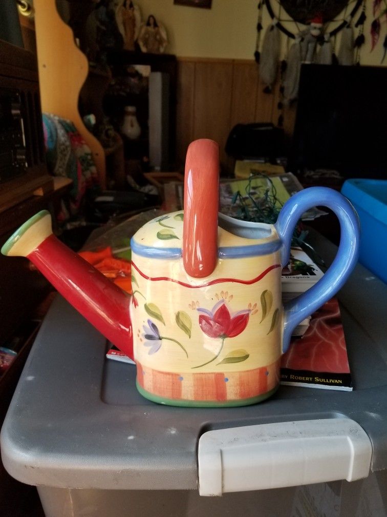 Pfaltzgraff Napoli Hand Painted Watering Can 12x9