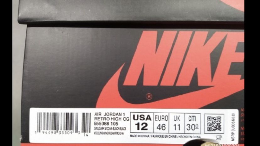 jordan 1 mocha size 12