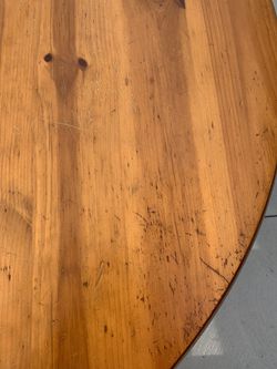 Solid Wood Pine Farmhouse Kitchen Or Dining Table With Leaf for 4 - 6 Plus 2 Chairs Thumbnail