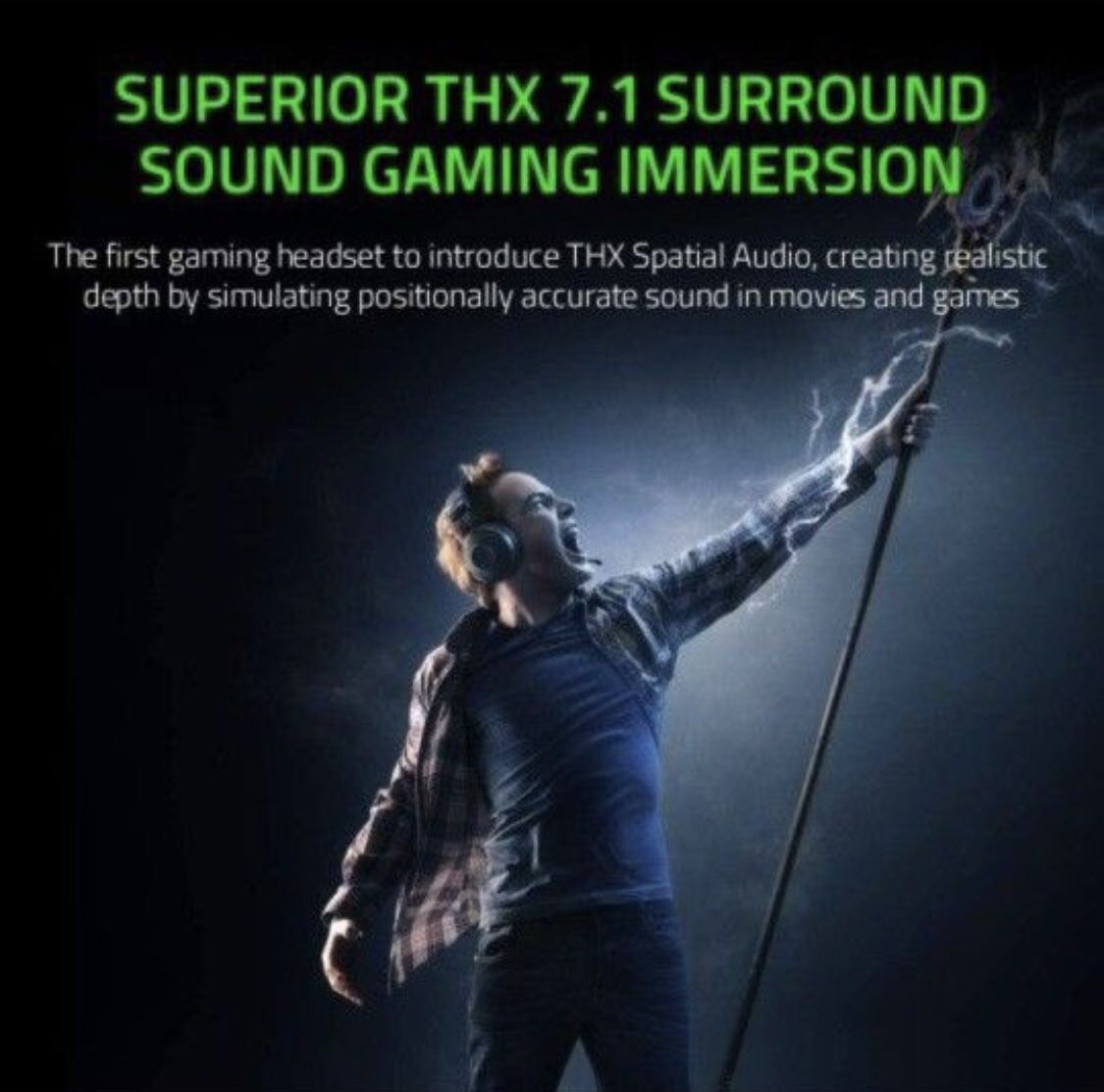 Razer Kraken Tournament Edition THX 7.1 Surround Sound Gaming Headset: Retractable Noise Cancelling Mic - USB DAC -  For PC, PS4, PS5, Nintendo Switch