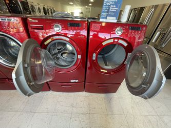 Samsung Front Load Washer And Electric Deyer Set With Pedestal Used Good Condition With 90days Warranty  Thumbnail