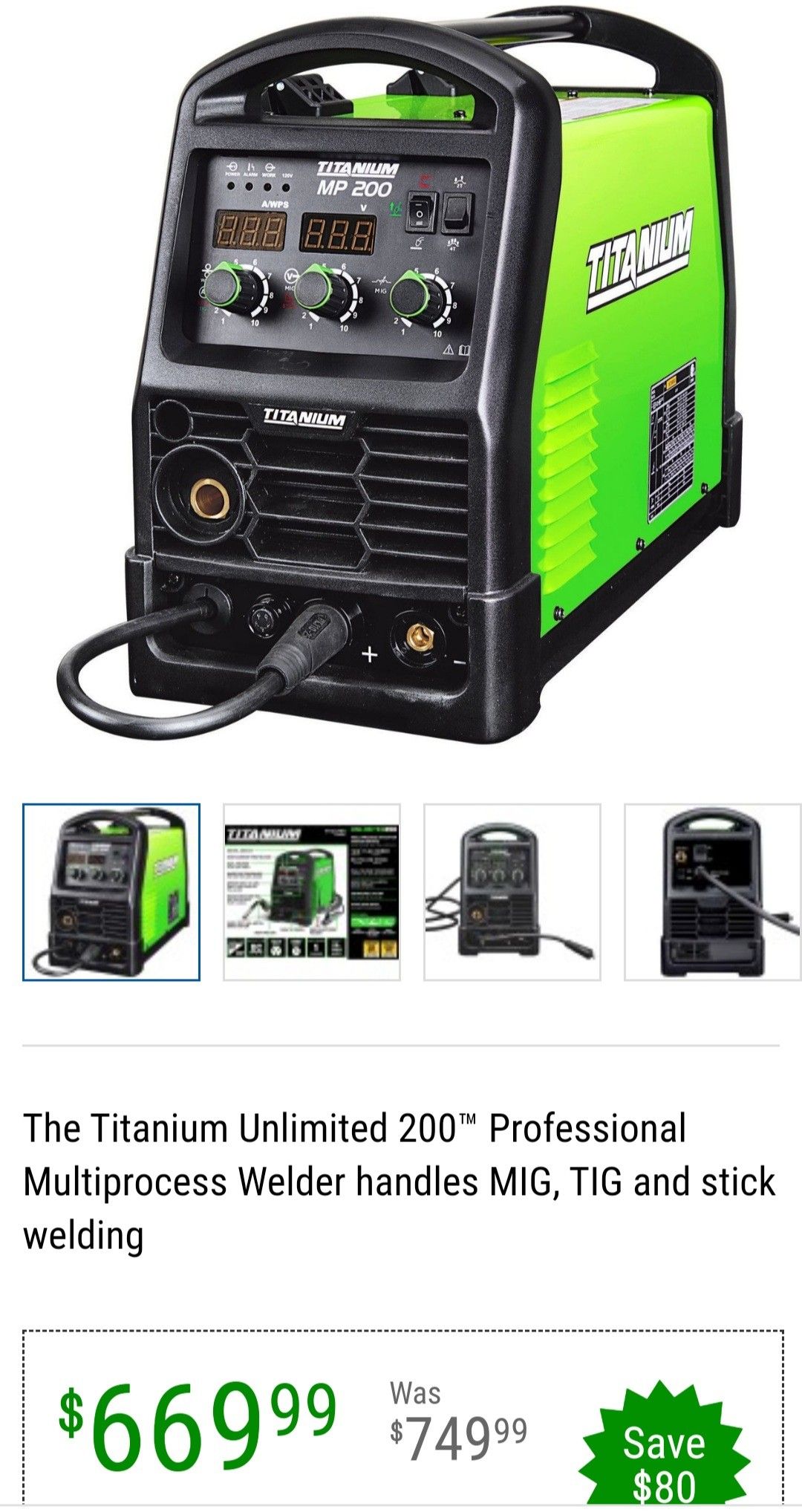 TITANIUM Unlimited 200 Professional Multiprocess Welder With 120/240