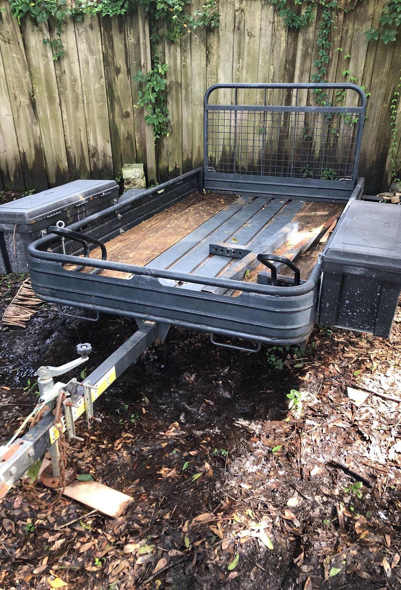 4x8 trailer all steel set up for motorcycle 2 tool box one on each side