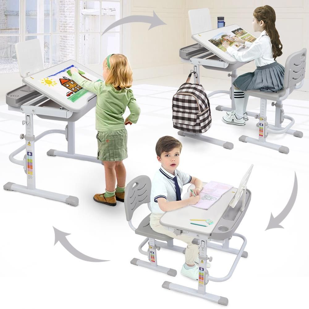 Children's Learning Desk Table and Chair Set, Gray
