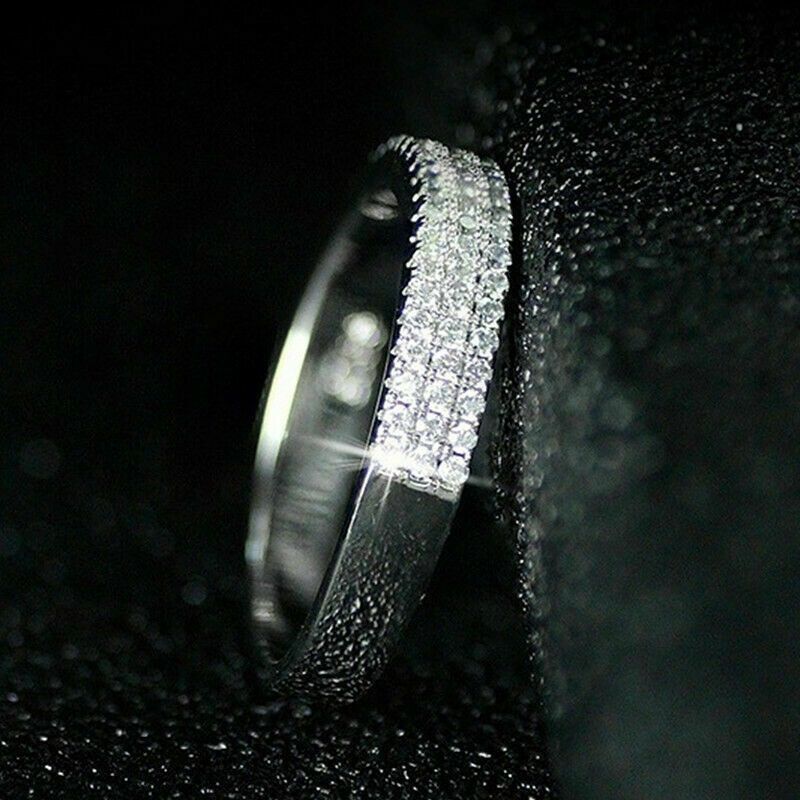 Gorgeous Women 925 Silver Rings Round Cut White Sapphire Wedding Ring Sz 6-1