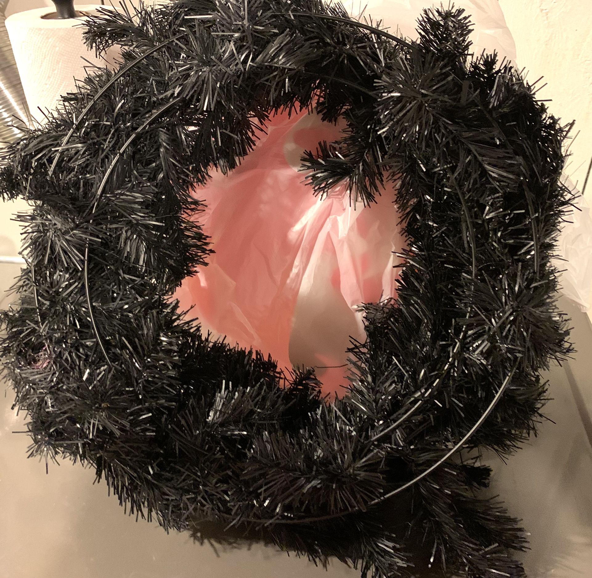 Darcie 20” Black Plain Wreath all Ready To Decorate For Halloween