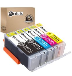 Sotek Edible Ink Cartridge PGI-280XXL CLI-281XXL 280XL 281XL 280 281 5 Pack Thumbnail