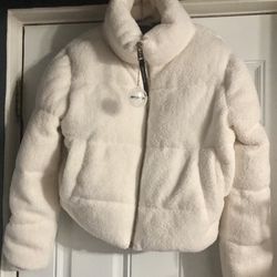 Juicy Couture Off White Furry Jacket Thumbnail