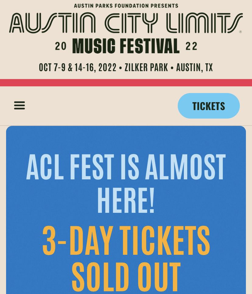 ACL Festival- Weekend Two wristbands