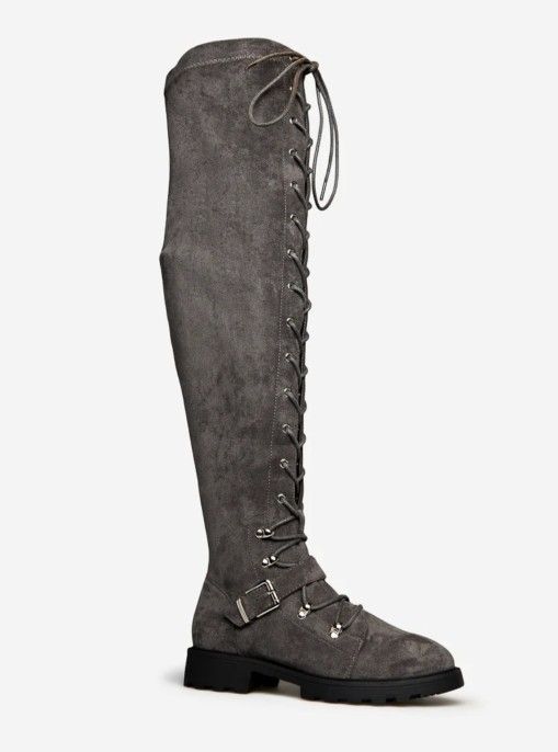 Lace Up Thigh High Boots
