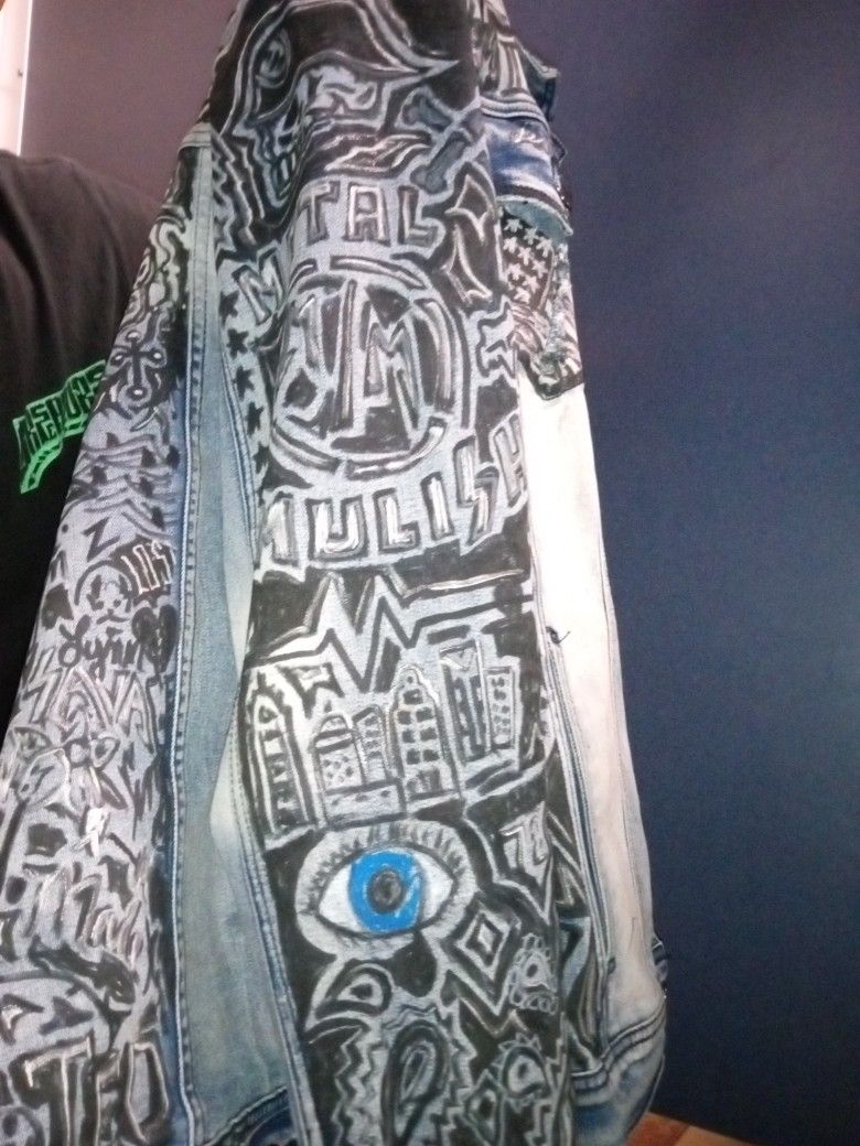 Custom Hand-painted Denim Jacket Size L