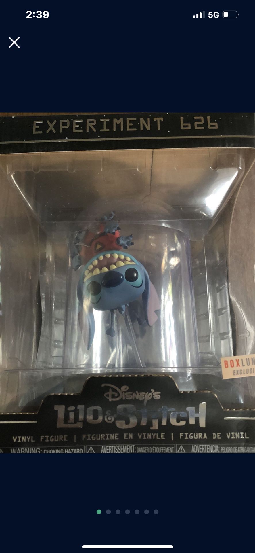 Funko pop Experiment 626 dome Lilo and stitch Disney. Everett/Broadway area. Sorry I do not ship. Box has water damaged as shown in pic.