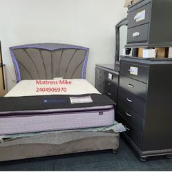 In Stock Delivery Setup Service $39 Down Frampton Gray LED Queen Size Bedroom Set Thumbnail