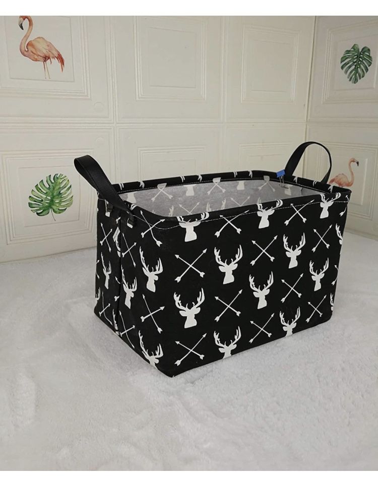 2pack Rectangle Toy Bin Waterproof storage organizer for Nursery Hamper Home decor Closet Kids Bedroom Laundry Baby Gift Shelf Baskets(Deer)