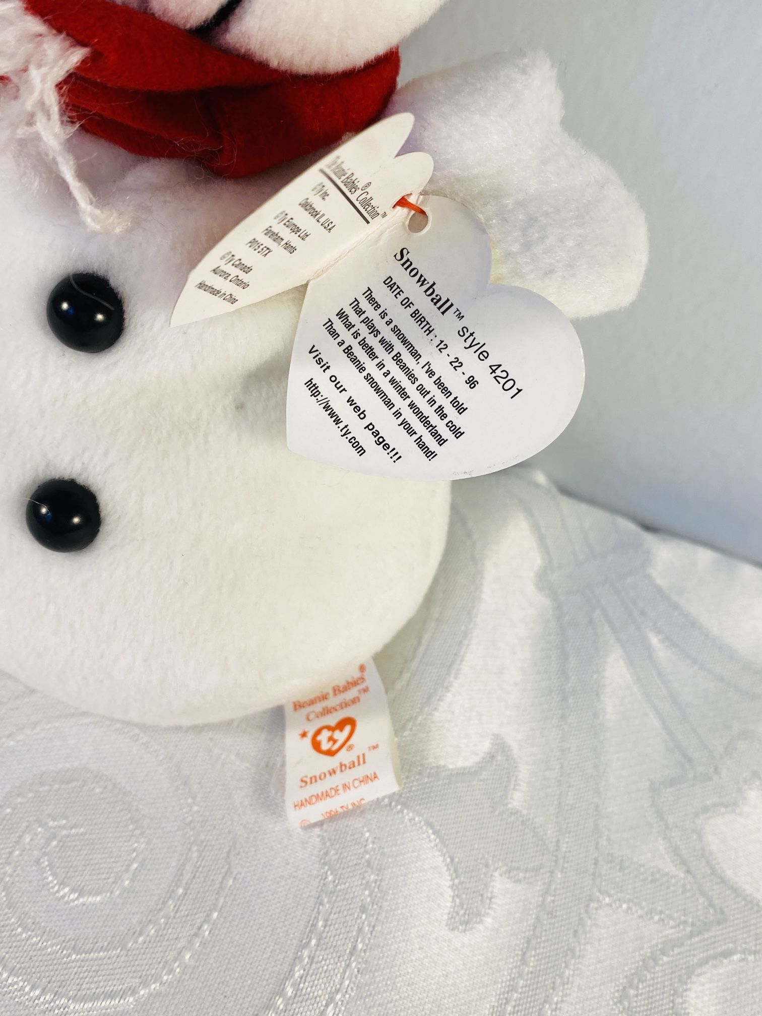 Vintage “SNOWBALL” 1996 Ty Original Beanie Baby