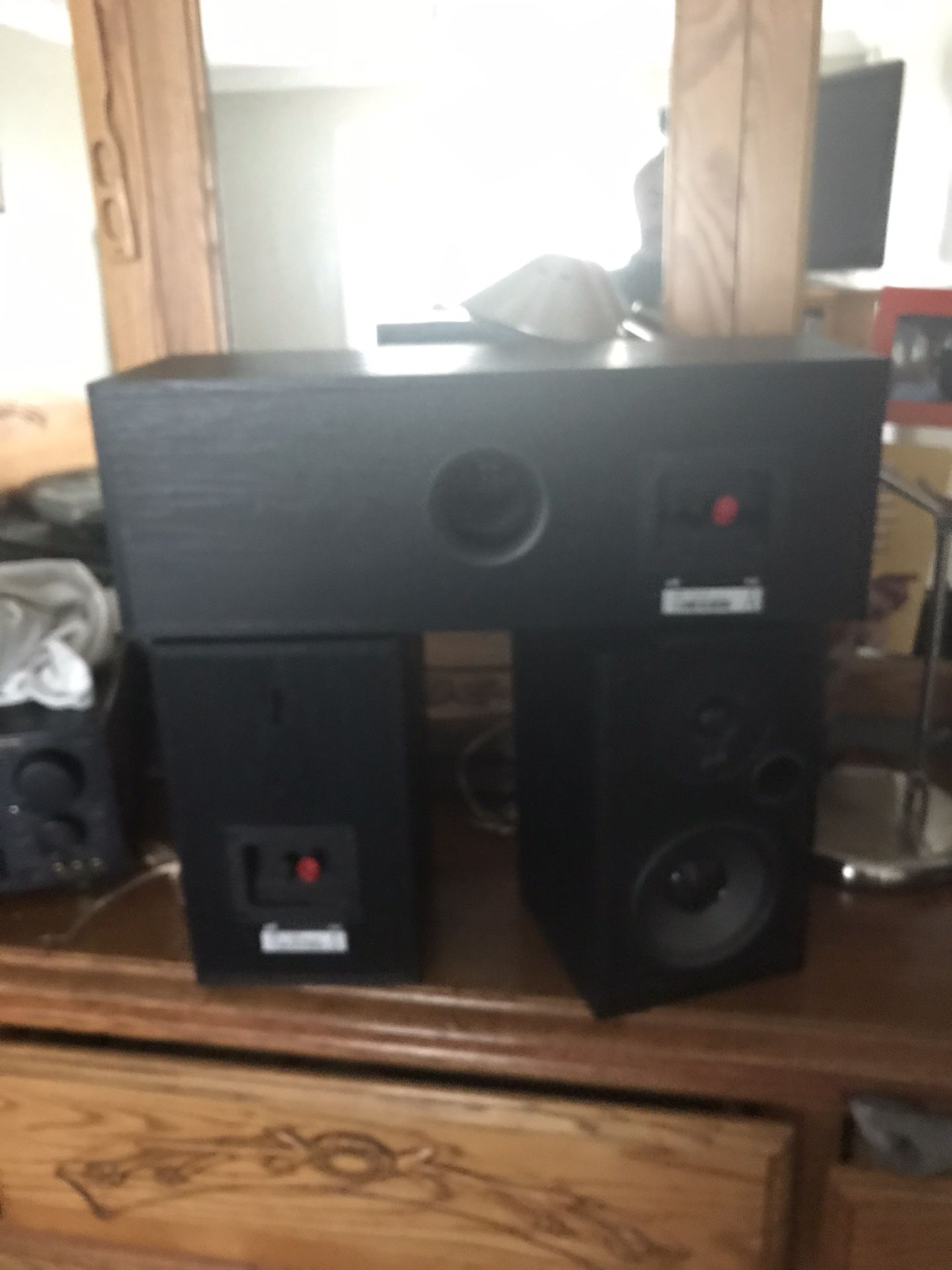 $200.00 Polk audio 🐥. One center speaker one right and one left