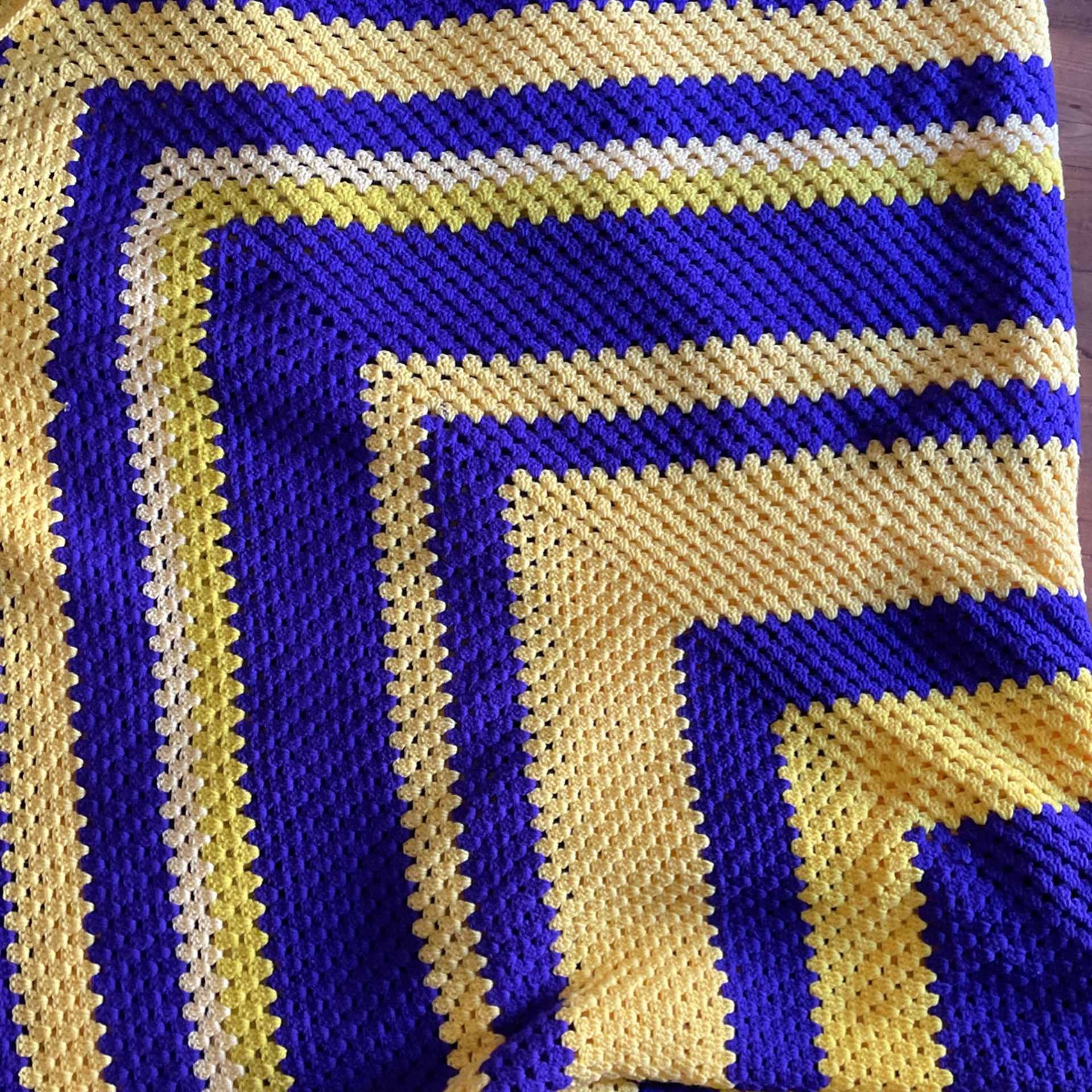 Crochet Blanket, Yellow And Purple, King Size