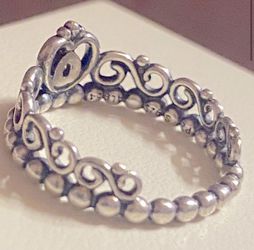 Authentic Pandora Sterling Silver Princess Tiara Crown Ring Sz 6.5 Thumbnail