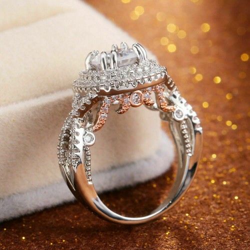 Gorgeous 925 Silver Rings Round Cut White Sapphire Women Wedding Rings Size 6-10