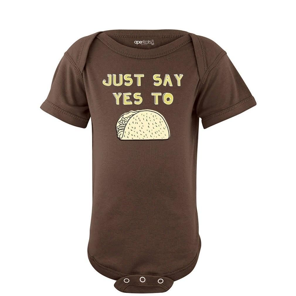 Funny Just Say Yes to Tacos Baby Bodysuit Fun Design New Infant Newborn 6 12 18 Months Food Foodie Chef Cook One Piece Size Newborn