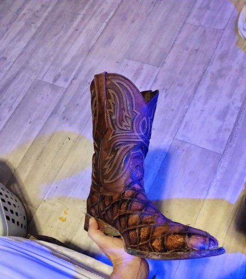 hecho en mexico cowboy Fish Scale Alligator Boots Size 10