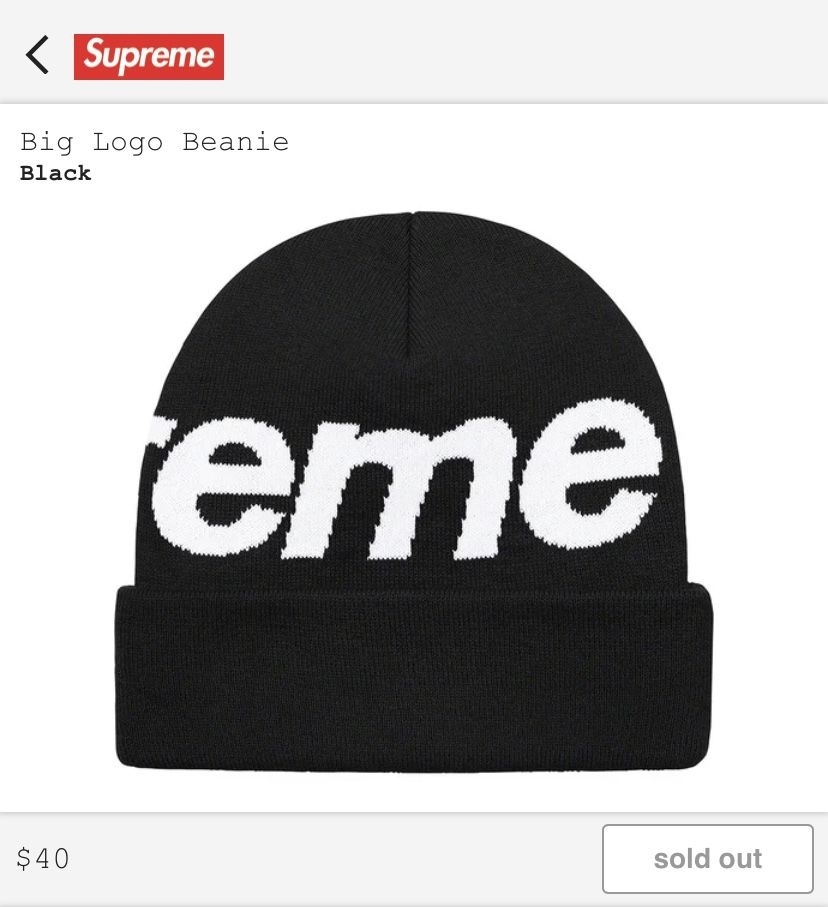 Supreme Black Big Logo Beanie (FW21)