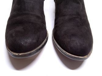 SUGAR Black Low Block Heel Ankle Boots Booties Microfiber Faux Suede Womens 6M Thumbnail