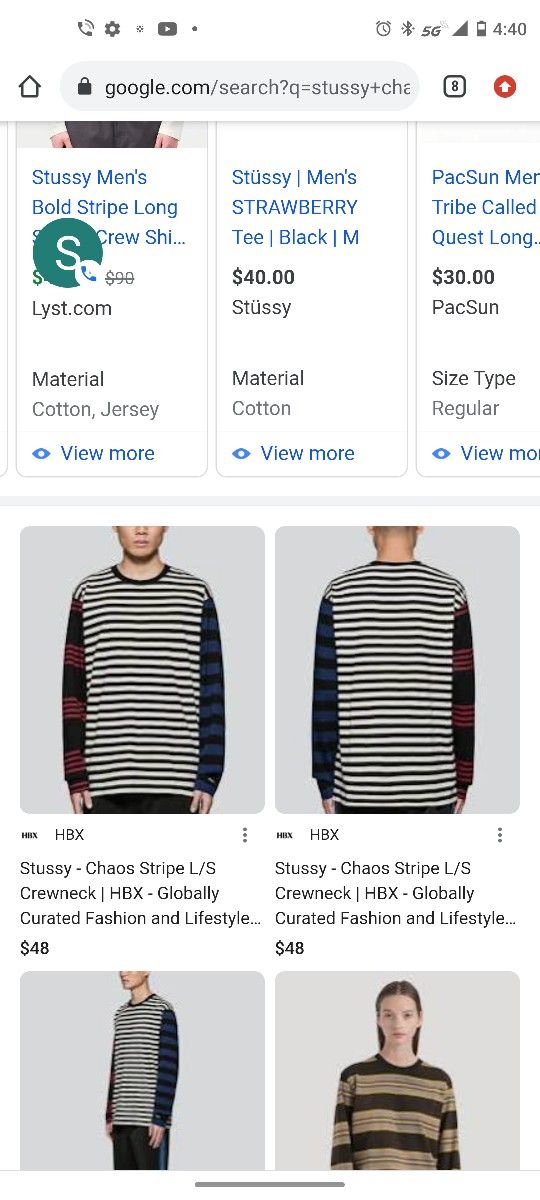Chaos Stripe Stussy Long Sleeve