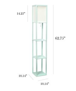 63.3 in Etagere Aqua Floor Lamp Organizer Store Shelf with Linen Shade Thumbnail