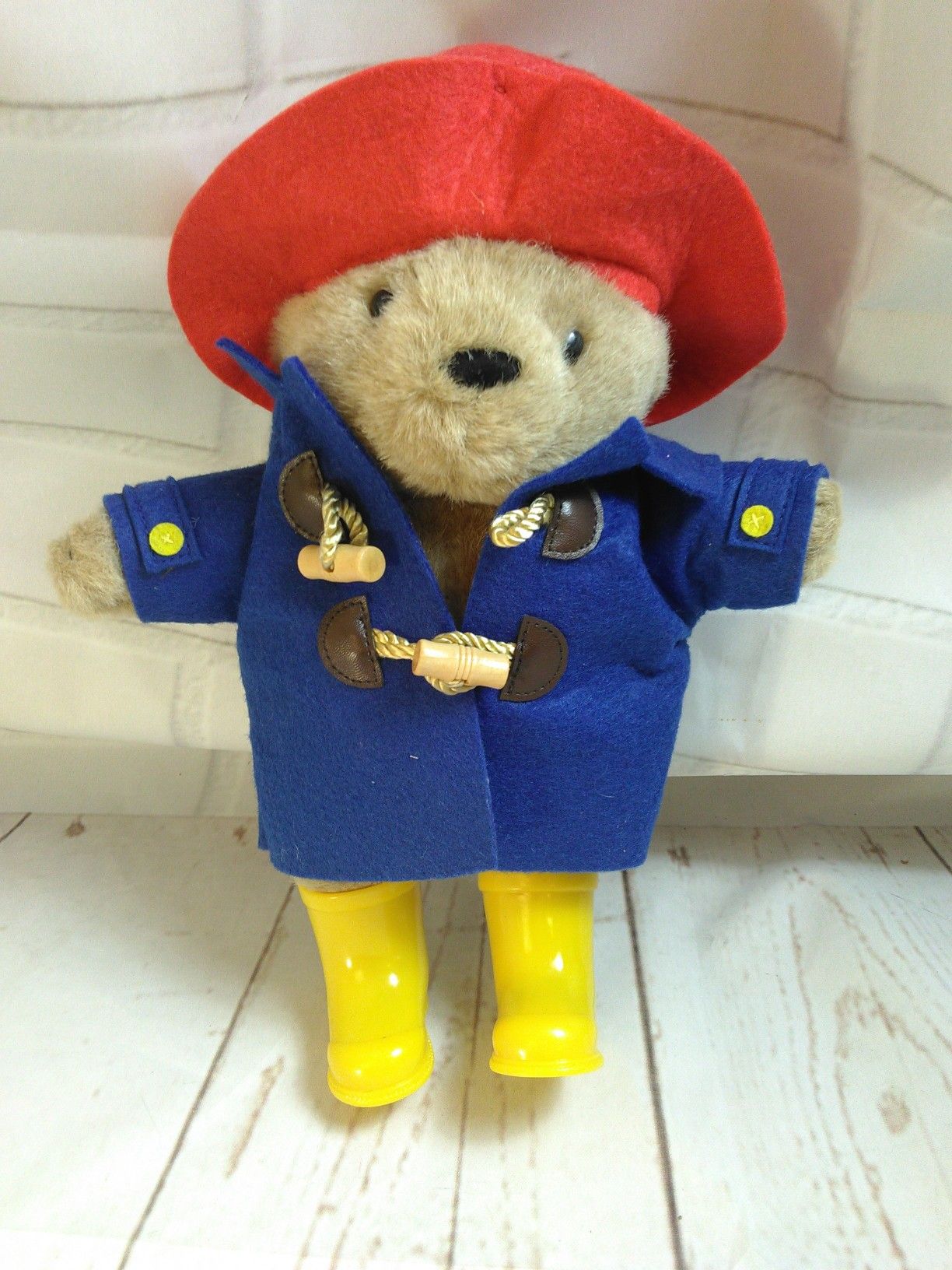 Blue rain coat hat Paddington teddy bear toy kids stuffed plush collectible display