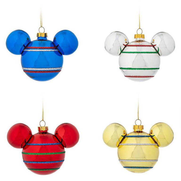 Disney Parks Mickey Mouse Icon Glass Ornament Set