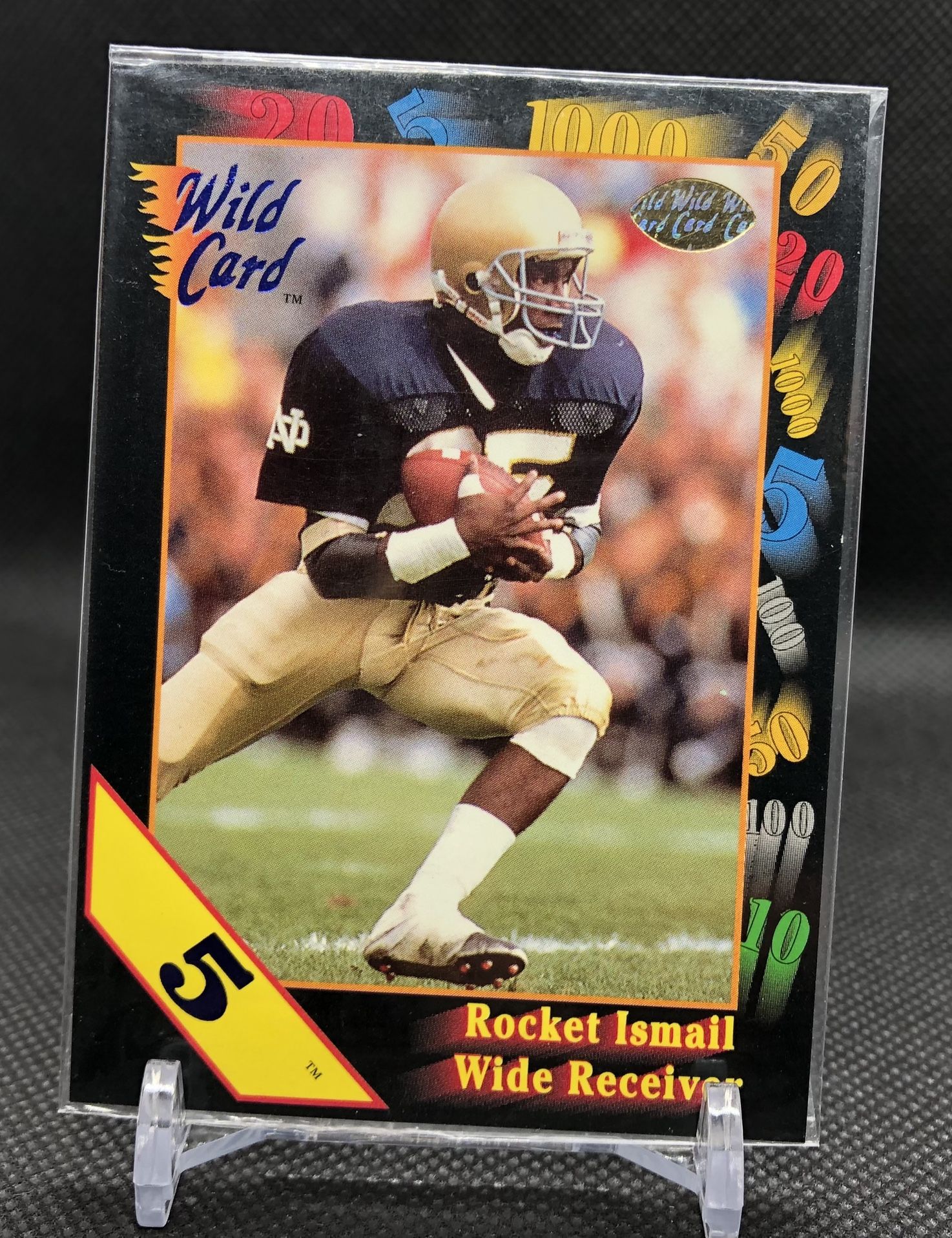 1991 Rocket Raghib Ismail Wild Card 5 Stripe Sealed Norte Dame Irish