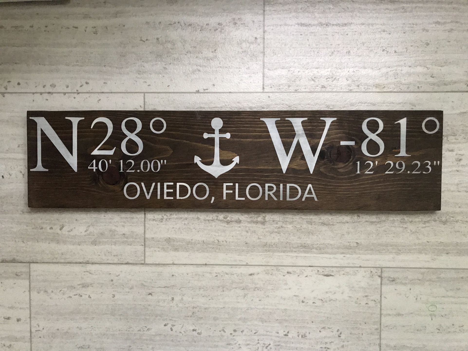 Oviedo Florida Large Nautical Coordinates Sign New Hand Painted Solid Wood