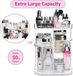  condition: new   Makeup Organizer 360 Degree Rotating Storage, Multi-Function Clear Carousel Cosmetic Organizer with 5 Layers Large Capacity, Great f Thumbnail