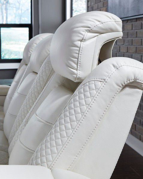 🌻Party Time Power White Reclining Loveseat with Console

