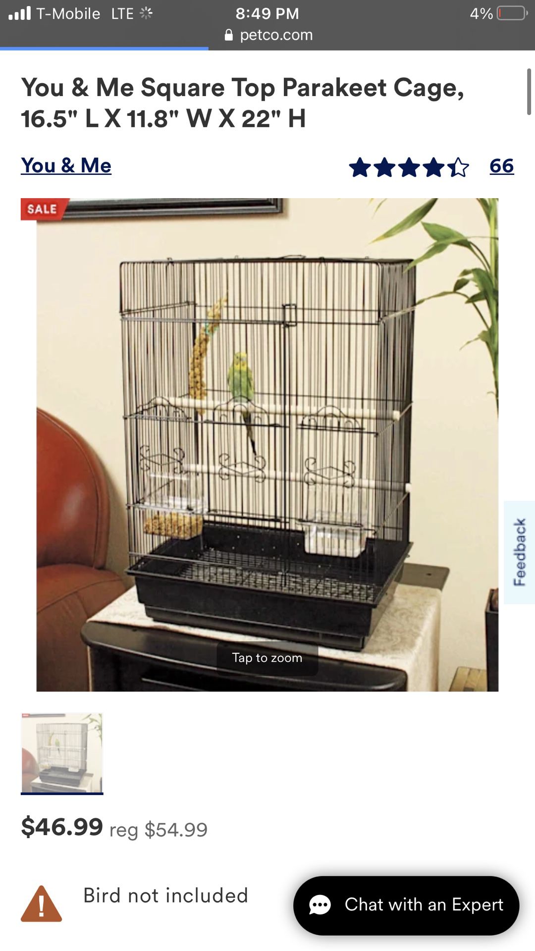 You & Me Bird Cage New In The Box Never Used 