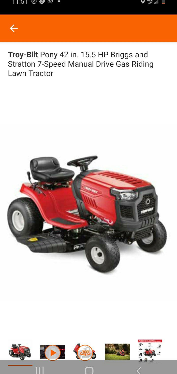 Troy-Bilt Pony 42 in. 15.5 HP Briggs and Stratton 7-Speed Manual Drive Gas Riding Lawn Tractor