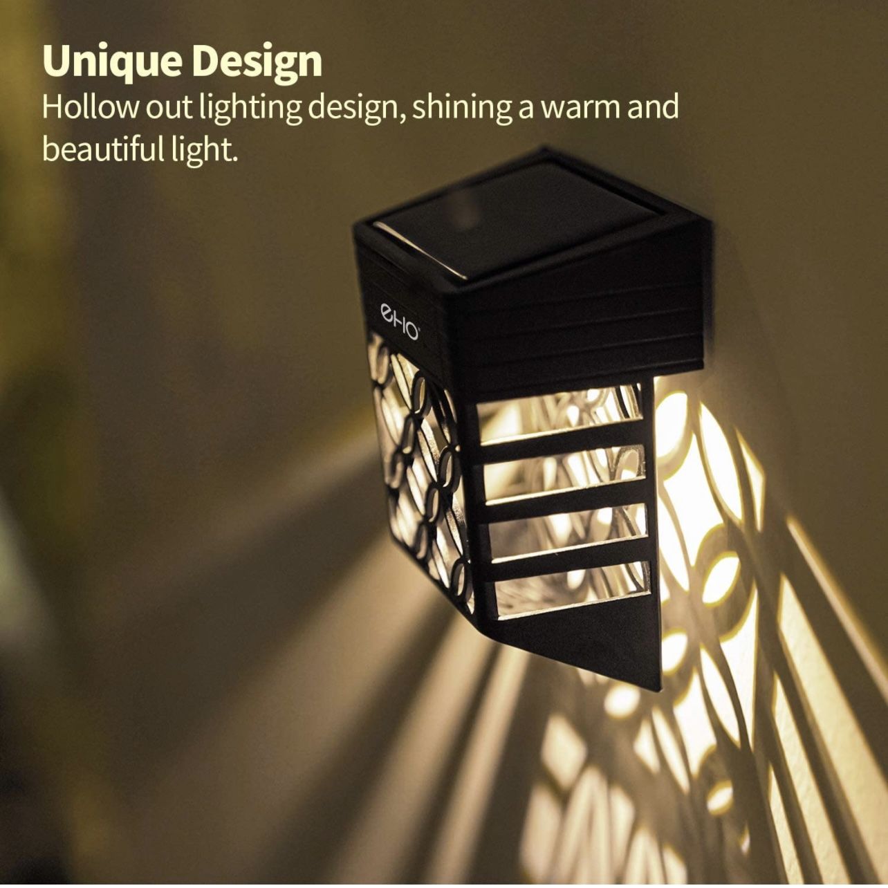 Solar Deck Lights, Solar Fence Lights Outdoor Waterproof LED Garden Decorative Lighting for Post,Patio, Front Door, Step, Stair, Landscape and Yard, W