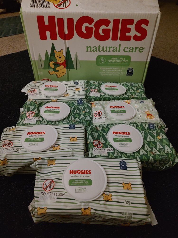 7 Packs Of Huggies Natural Care Wipes Fragrance Free