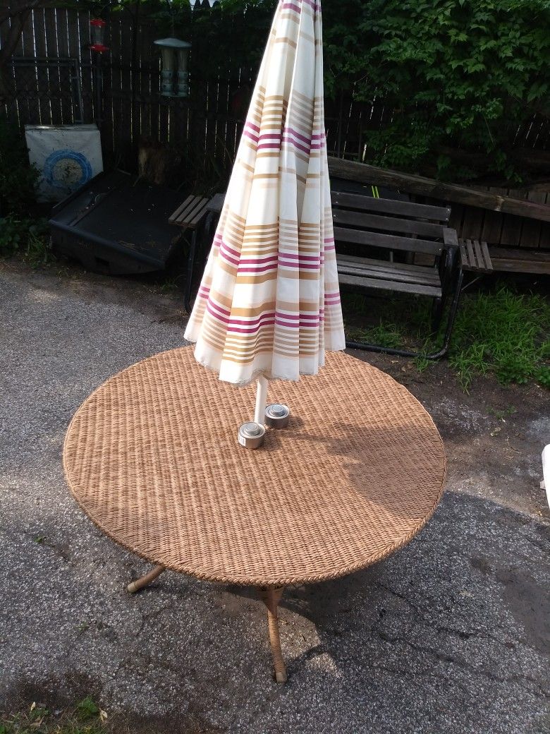 Table Outside Deck Or Yard It's Rubberized Wicker