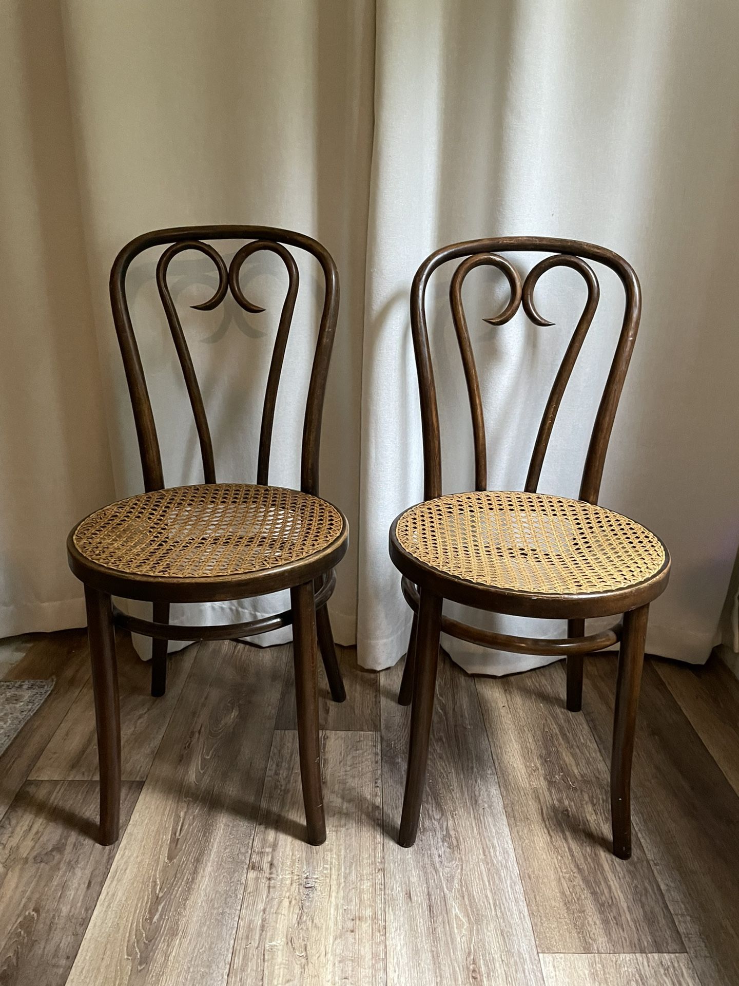 Pair of Vintage Bentwood Chairs with Cane Seats